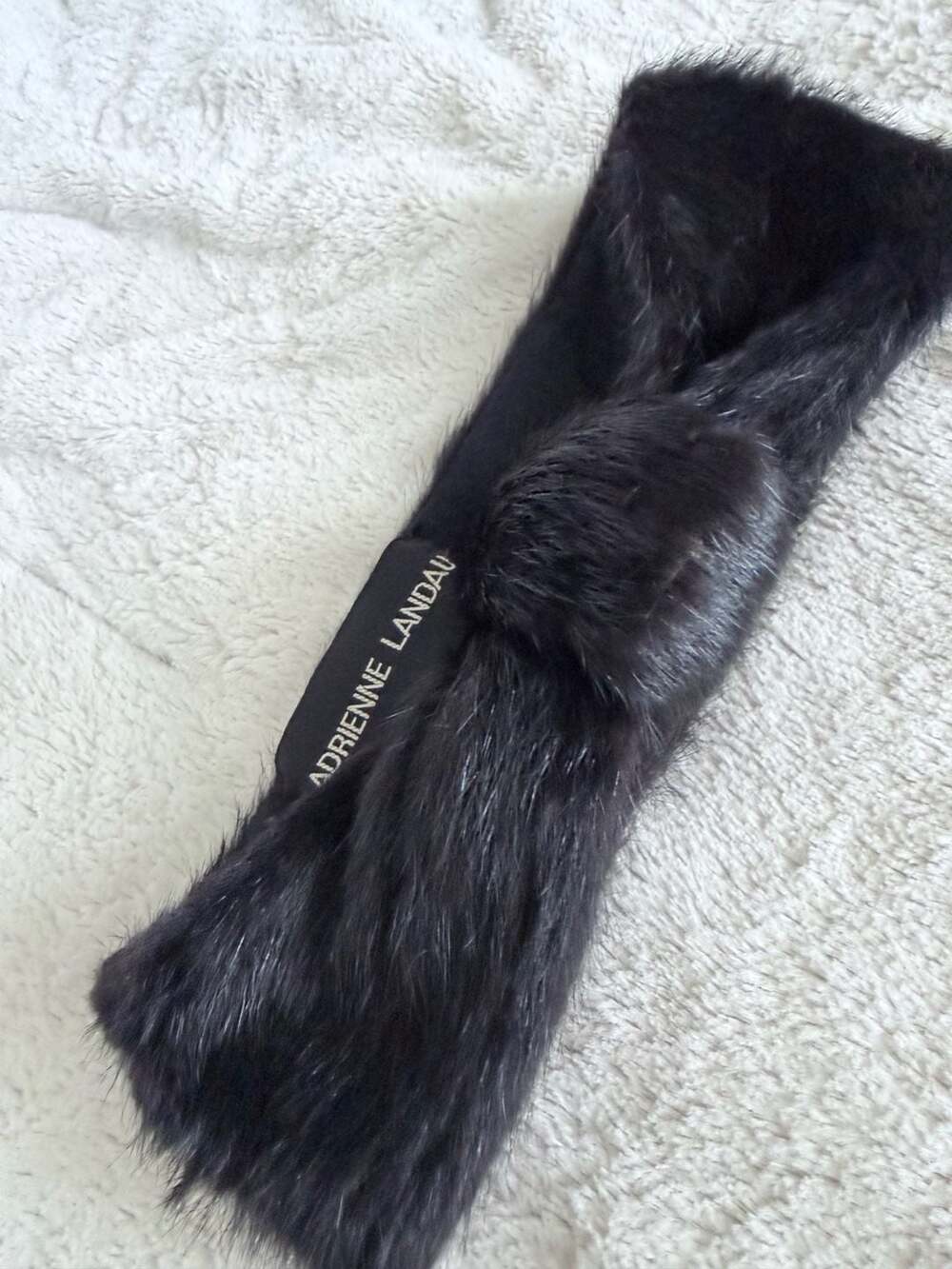 Adrienne Landau Black Fur Headband Ear Warmer
